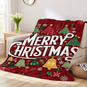Beast Kingdom | Red Xmas Ornaments Printed Blanket Suitable For Sofa Beds Offices Travel Camping Chairs Warm Woolen Blankets