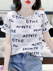 Áo Thun Cotton Mùa Hè Dáng Rộng Tay Ngắn in Chữ Thời Trang Đa Năng Cho Nữ Vai Áo Đi Làm Độc Đáo Thanh Lịch