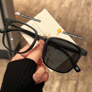 Black Computer Glasses Frame Women Men Anti Blue Light Photochromic Square Rectangle Eyewear Blocking Glasses