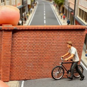 1/150 Miniature Gypsum Brick Wall Simulation Model Red Fence Wall For N Scale Building Architecture Dollhouse Garden Decor 1pc
