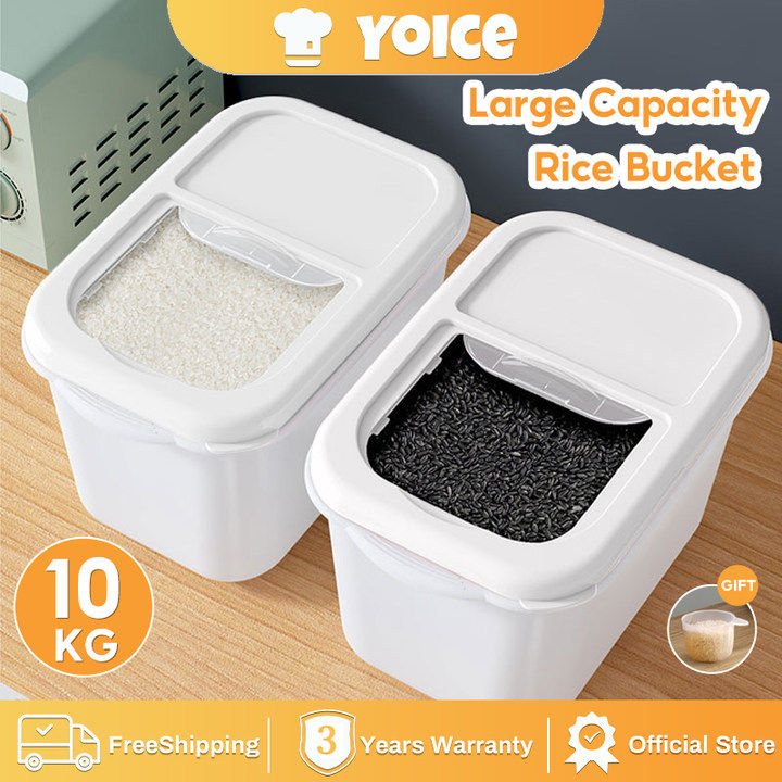 Yoice Rice Storage Container 10kg Rice Storage Box With Sliding Lid On