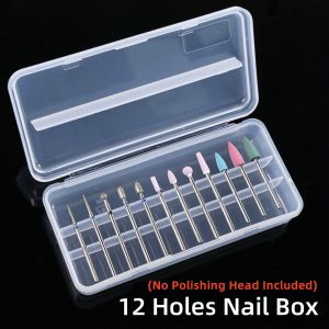 1Pcs 6/7/10/20/30 Holes Plastic Transparent Nail Drill Bit Brush Storage Box Display Box Nail Accessories Nail Enhancement Tools