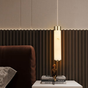Simple and Light Luxury Copper Long Line Small Droplight Bedroom Bedside Lamp New Chinese Style House Bar Counter Spanish Marble Lamps