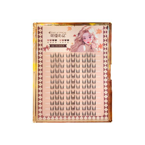 Natural Looking Smokey Black Gold Fake Eyelashes Single Cluster for Lazy People Divide Curl up Cartoon Eyes Brand Mengjie Shangpin