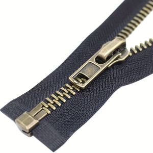 1Pc #8 Antique Brass Separating Jacket Zipper Y-Teeth 20/24/28/30/32 Inch Metal Zipper Heavy Duty Metal Zippers for Jackets