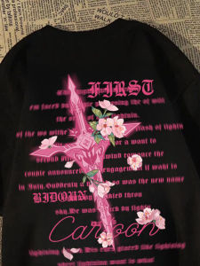 Áo Thun Cotton Tay Ngắn in Hoa Hồng Phong Cách Đường Phố Mỹ 100% Cotton Nguyên Chất Mùa Hè Rộng Rãi Đa Năng Cho Cặp Đôi Áo Thun Thời Trang