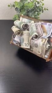 Wood Money Box Handmade Reusable Piggy Bank 1000-10000 RM Wooden Coin Tray Storage with Saving Money Goals Tabung Duit Money Bank