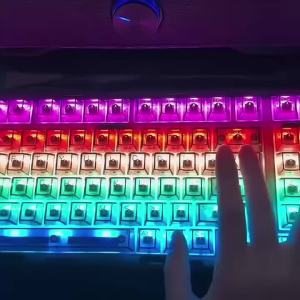 Double Shot Clear Keycaps Cherry Profile 130+ Keys White Full Transparent PC Keycaps for Gateron MX Switches Mechanical Keyboard