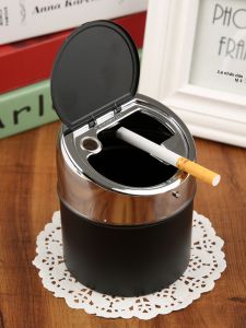 Hộp Đựng Thuốc Lá Bằng Thép Không Gỉ Có Nắp Thiết Kế Sáng Tạo Đa Chức Năng Cho Xe Hơi Phòng Khách Bàn Trà Cho Nam Và Nữ