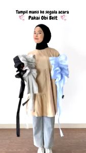Ghanimi - Lala Obi Belt / Ikat Pinggang Ruffle / ikat pinggang kain tali aksesoris kemeja polos