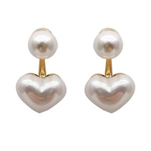Imitation Pearl Earrings For Women Heart Round Stud Earrings Elegant Love Ear Stud Party Wedding Jewelry Valantine Day Gifts K0