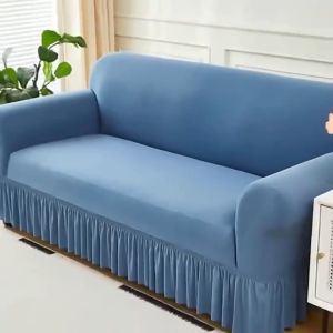 1/2/3/4 Seater Sofa Cover with Skirt Stretch Sofa Protector Removable Slipcover Armchair Cover Elastic Couch Cover