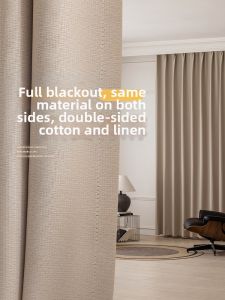 ORIENTAL LAN | Sun Blocking Insulation Curtains Double-sided Cotton-Linen