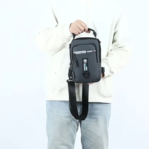New mens high quality waterproof nylon chest bag simple and fashionable chest bag multi-layer crossbody
