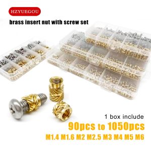 M1.4 M1.6 M2 M2.5 M3 M4 M5M6 Brass Copper Twill Knurled Thread Hot Heat Melt Injection 3D Print Embed Insert Nut Screw Kit Set