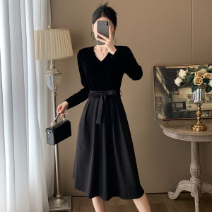 SUYE | Waist-Shaping Slim Hebe Style Petite Elegant Polka Dot Dress