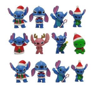 12pcs/set Anime Christmas Stitch Action Figure LILO SCRUMP Dolls PVC Figura Model Toys Decorations Gift