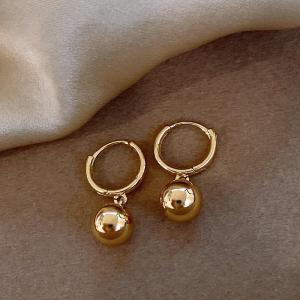 Yukis Ball Bead Earrings for Women  Metal Bead Pendant Hoop Earrings 2022 New Small Round Bead Dangle Earrings For Women Fine Jewelry Gift