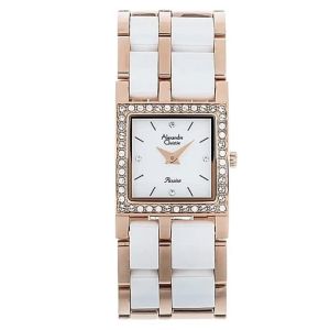 Jam tangan Wanita Alexandre christie 2314L tali rantai kotak analog original