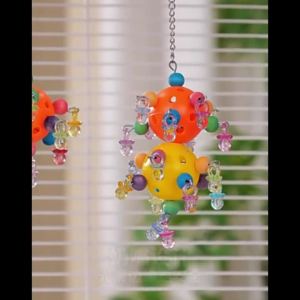 Pets Bird Bites Toy Parrots Chew Swing Cage Hanging Cockatiel Birds Toy with Foraging Holes Hanging Bead Birds Cage Decor