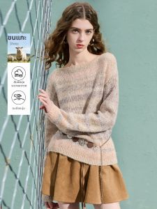 3COLOUR·S | Sequined Gradient One-shoulder Loose Knitted Sweater
