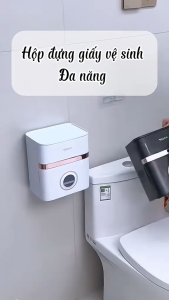 (HOT )(Mẫu mới)Hộp đựng giấy vệ sinh dán tường cao cấp  hộp bỏ giấy vệ sinh không cần khoan đụcChống bụi chống nước