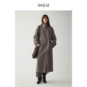 INSIS FEMME | Double Face Velvet Standing Collar Straight Fit Womens Coat