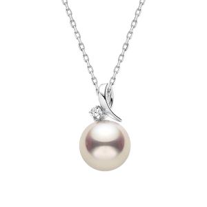 Helas | Lustrous Akoya Seawater Pearl Necklace with 18K Gold and Diamond