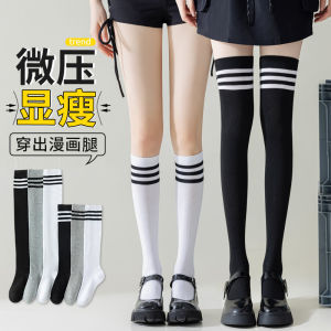 Black Over-Knee Long Tube Socks Womens Thin Cotton Blend Summer Non-Cotton White Knee High Socks for Students Football