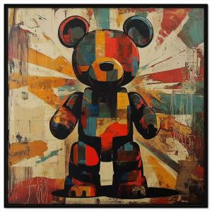 Tranh gấu bearbrick. Tranh treo tường dán tường sơn dầu canvas trang trí. CGI-2018