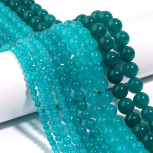 Natural Chalcedony Stone Beads Water Green Loose Spacer Jades Stone Bead for DIY Bracelet Necklace Jewelry Making Accessories