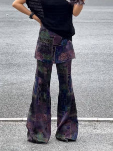 MANMI | Stylish Purple Print High-Waist Slimming Long Pants Tapered
