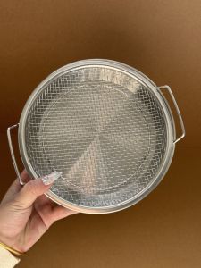 BoShang Home 304 Stainless Steel Fried Snack Plate Double Ear Oil Drain Plate Fried Chicken French Fries Net Plate