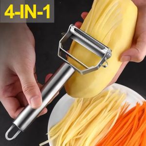 Dụng cụ tách vỏ bằng inox dao gọt trái cây rau củ Slicer cho dưa cà rốt khoai tây dưa chuột vắt tay đa chức năng tiện ích nhà bếp