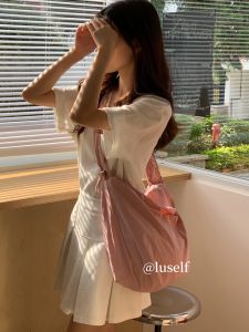 Phong Cách Hàn Quốc Dung Tích Lớn Dây Rút Xếp Ly Túi Đeo Vai Đơn Thoải Mái Túi Đeo Chéo Nylon Túi Đi Lại Túi Tote Dành Cho Thanh Niên