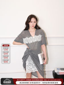 เสื้อยืดแขนสั้นผ้าลูกไม้สไตล์ใหม่ฤดูใบไม้ผลิและฤดูร้อนสำหรับผู้หญิง YOUNIQUE คอกลมแขนสั้นลายดอกไม้ ความยาวปกติ