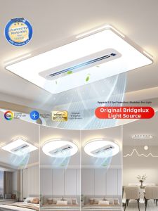 smeou | Modern Simple Ceiling Fan Light For Living Room And Bedroom Bladeless Full Spectrum Eye-protection