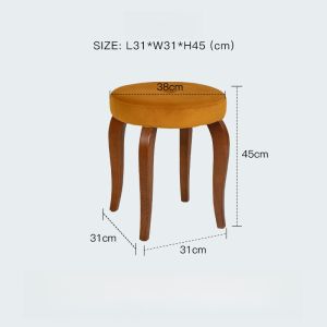 Norchair Creative Solid Wood Low Stool Simple Home Entrance Shoe Changing Stool Bedroom Vintage Soft Padded Makeup Stool