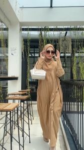 Gamis Inara Knit Import Premium Terbaru Dress Formal Casual Kekinian Wudhu Friendly