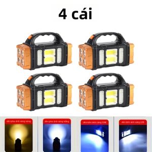 Đèn Pin LED Mạnh Mẽ Sạc USB & Năng Lượng Mặt Trời Đèn COB Chống Nước Dùng Ngoài Trời Cắm Trại Tìm Kiếm Tích Hợp Chức Năng Sạc Dự Phòng
