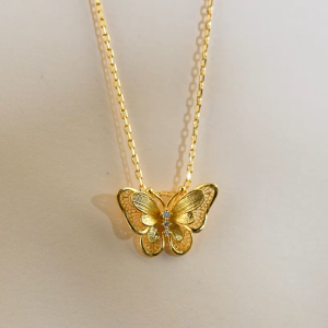 CHOW SANG SANG 周生生 999 24K Solid Gold Cultural Blessings Butterfly diamond necklace for Women 47cm 95851N