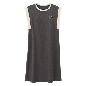 Miiow | Cat Woman Summer Ice Silk Thin Casual Sleeveless Nightgown Home Clothes Women Breathable Dress Polyester Fiber Spandex Round Neck