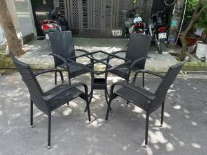 Bộ Bàn ghế mây nhựa cafe sân vườn giá rẻ-Nội thất đẹp Sài Gòn-(có xuất HD_VAT)
