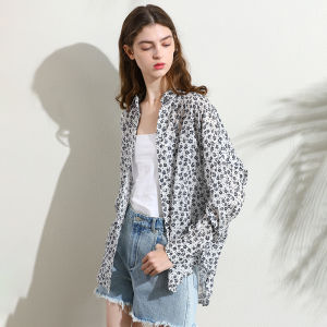 Miccbeirn | Lenzing Lyocell Cool Floral Artistic Style Long Sleeve Shirt Top Design Sensation Small Audience Elegant Commuter Style Loose Fit