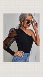AD-DELISYA Atasan One Shoulder Scuba  Organdy 016