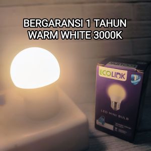 ECOLINK LAMPU LED BULB 4W 4 WATT KUNING WARM WHITE 3000K BERGARANSI 1 TAHUN