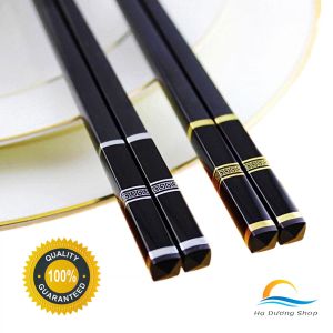 [Set 10 Đôi] Đũa Hợp Kim Phong Cách Hoàng Gia HADU Đũa Sợi Thủy Tinh Kiểu Nhật Màu Đen Vàng Sang Trọng Chống Mốc Kháng Khuẩn Chống Trơn Dùng Cho Máy Rửa Bát