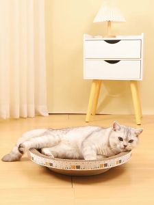 50CM Cat Scratcher Cardboard Round Board Durable Sleeping Grinding Claw Scratching Reversible Board Cat Bed Nest