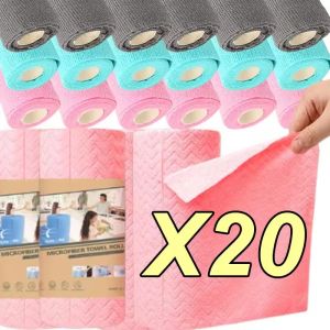 20PCS/Roll Hand Tear Car Cleaning Towel Reusable Household Kitchen Cloth Microfiber Super Absorbent Towel Rolls Dish Rags Wash Paper Towel