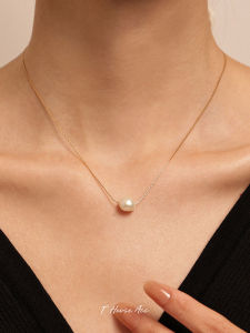 Elegant Natural Freshwater Pearl Necklace Fine Clavicle Chain Luxury Feel Gift for Girlfriend Korean Style Titanium Steel Jewelry